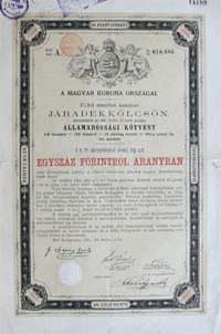 llamadssgi Ktvny- Jradkklcsn 100 forint aranyban 1881