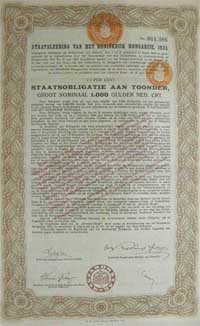 Államadóssági Kötvény- Járadékkölcsön 1000 holland gulden 1924