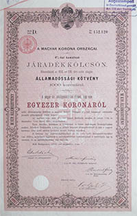 llamadssgi Ktvny- Jradkklcsn 1000 korona 1892