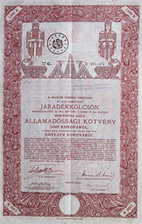 allamadossagi kotveny jaradekkolcson 1000 korona 1915 majus 6%