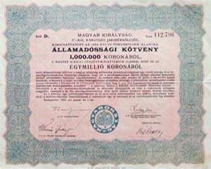 llamadssgi Ktvny- Jradkklcsn 1000000 korona 1925