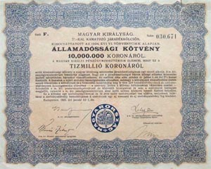 llamadssgi Ktvny- Jradkklcsn 10000000 korona 1925