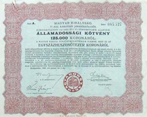 llamadssgi Ktvny- Jradkklcsn 125000 korona 1925