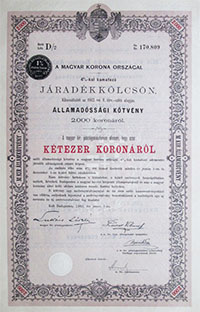 llamadssgi Ktvny- Jradkklcsn 2000 korona 1903