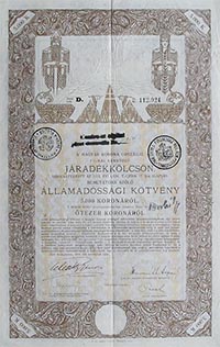 llamadssgi Ktvny- Jradkklcsn 5000 korona 1916