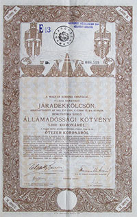 llamadssgi Ktvny- Jradkklcsn 5000 korona 1916 mjus