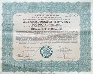 llamadssgi Ktvny- Jradkklcsn 500000 korona 1925
