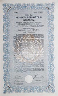 Nemzeti Beruhzsi Klcsn 1000 peng 1938