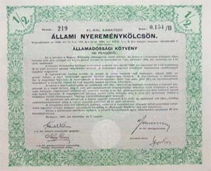 llamadssgi Ktvny llami Nyeremnyklcsn 1/2 rszktvny 100 peng 1941 