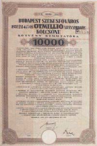 Budapest Szkesfvros Klcsn Ktvny 10000 aranypeng 1937
