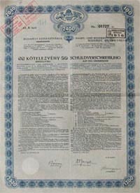 Budapest Szkesfvros Ktelezvny 2400 korona 1914