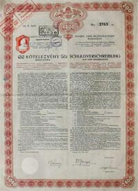 Budapest Szkesfvros Ktelezvny 4800 korona 1914