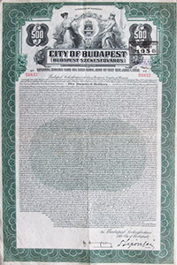 Budapest Szkesfvros Ktvny 500 USA dollr 1927