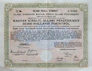Magyar Kirlyi llami Pnztrjegy 25000 holland forint 1917