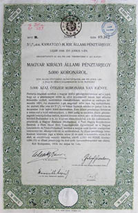 Magyar Kirlyi llami Pnztrjegy 5000 korona 1916