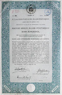 Magyar Kirlyi llami Pnztrjegy 50000 korona 1916
