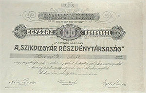 Szikvízgyár Részvénytársaság 1000 korona