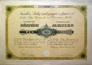 Neuschlosz-Lichtig Replgpgyr s Faipar Rszvnytrsasg rszvny 10 peng 1926