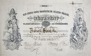 Als-Lendva-Vidki Takarkpnztr Rszvnytrsasg  400 korona 1898 Lendva