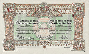 ltalnos Bank Rszvnytrsasg Losonczon rszvny 100 korona 1910