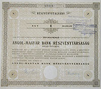 Angol-Magyar Bank Rszvnytrsasg rszvnyutalvny 50 peng 1946