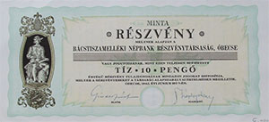 Bcstiszamellki Npbank Rszvnytrsasg rszvny 10 peng 1942 becse