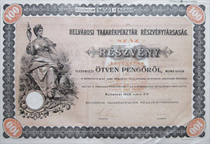 Belvrosi Takarkpnztr Rszvnytrsasg 100x50 peng 1928