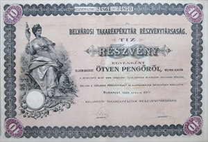 Belvrosi Takarkpnztr Rszvnytrsasg 10x50 peng 1926