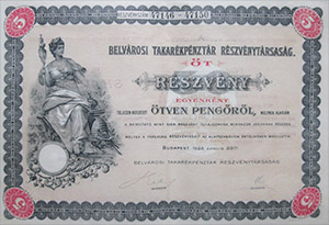 Belvrosi Takarkpnztr Rszvnytrsasg 5x50 peng 1926