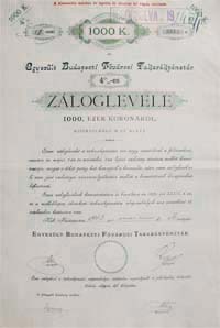 Egyeslt Budapesti Fvrosi Takarkpnztr zloglevl 1000 korona 1903