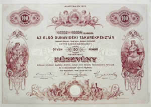 Els Dunavidki Takarkpnztr rszvny 2x50 peng 1930
