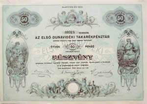 Els Dunavidki Takarkpnztr rszvny 50 peng 1930