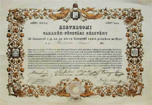 Esztergomi Takarkpnztr Rszvnytrsasg rszvny 50 forint 1845