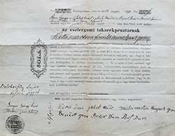 Esztergomi Takarkpnztr Rszvnytrsasg sola vlt 1870