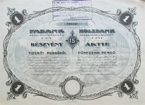 Fabank Rszvnytrsasg rszvny 15 peng 1926