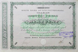 Hazai Bank Rszvnytrsasg rszvny 40 peng 1926