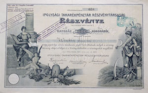 Ipolysgi Takarkpnztr Rszvnytrsasg rszvny 600 korona 1911