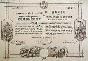 Istvnfldi Takark- s Hitelegylet Mint Rszvnytrsasg rszvny  25 forint 1897 Istvnfld