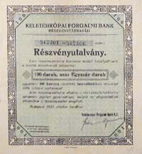 Keleteurpai Forgalmi Bank Rszvnytrsasg rszvnyutalvny  100x400 korona 1923