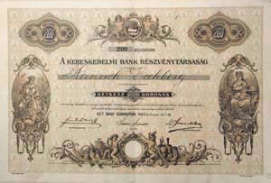 Kereskedelmi Bank Rszvnytrsasg  rszvny 200 korona 1905 Somkut