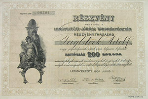 Lengyeltti-jrsi Takarkpnztr Rszvnytrsasg rszvny 200 korona 1907