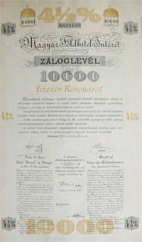 Magyar Fldhitel Intzet 4,5% zloglevl 10000 korona 1915