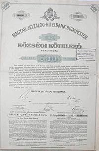 Magyar Jelzlog-Hitelbank kzsgi ktelez 500 frank 1899