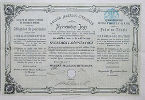 Magyar Jelzlog-Hitelbank nyeremny jegy 1911