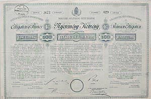 Magyar Jelzlog-Hitelbank nyeremny ktvny 100 forint 1884