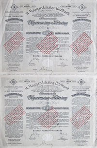 Magyar Jelzlog-Hitelbank nyeremny ktvny 100 korona 1906 AB