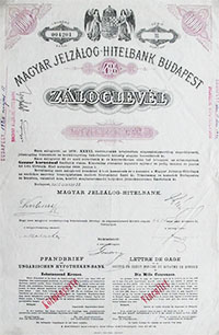 Magyar Jelzlog-Hitelbank zloglevl 10000 korona 1905