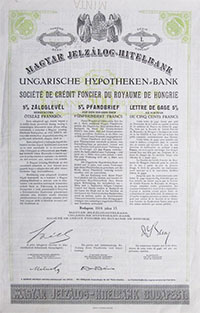 Magyar Jelzlog-Hitelbank kzsgi ktelez 500 frank 1914