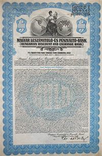 Magyar Leszmtol- s Pnzvltbank ktvny 1000 usa dollar 1938