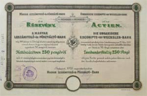 Magyar Leszmtol- s Pnzvltbank rszvny 5x50 peng 1926